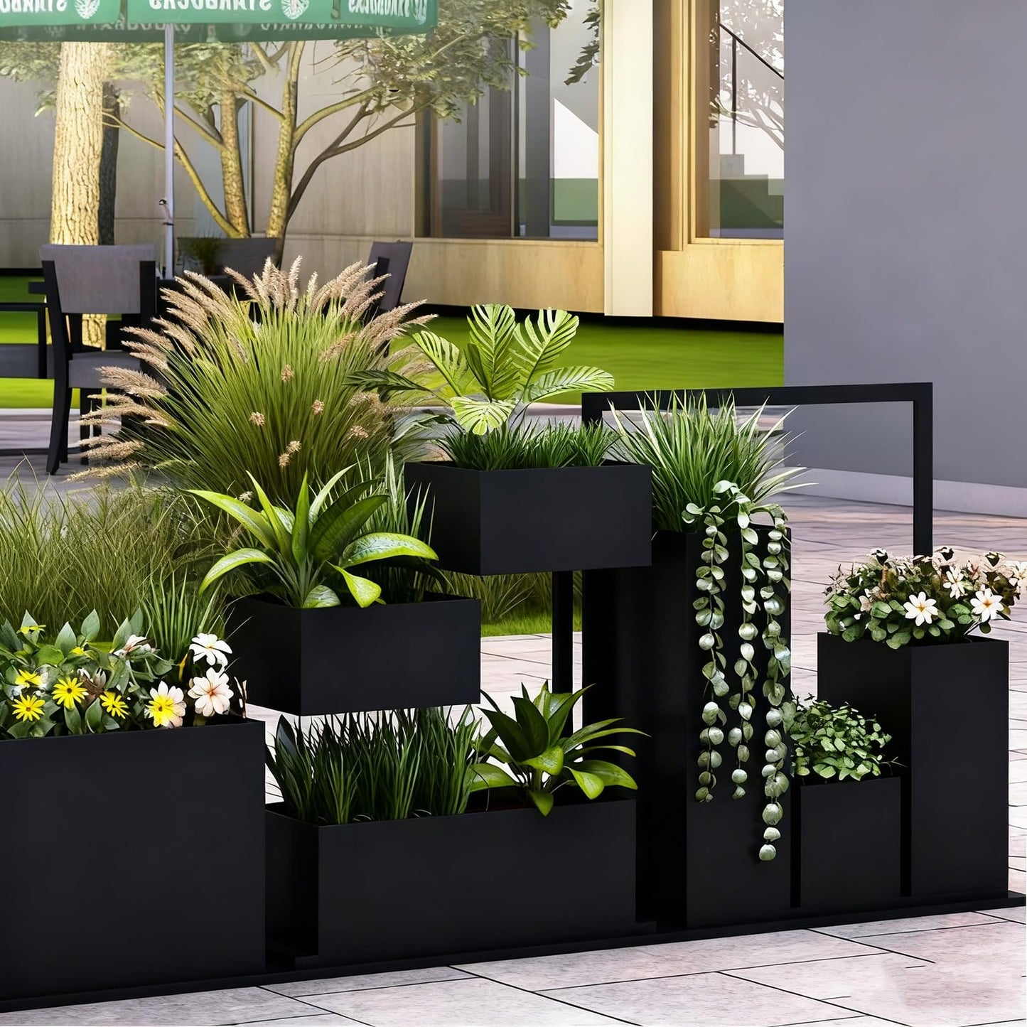 YJEUZCD Metal Large Planter Box, Outdoor Indoor Tall Long Flower Box Partition, Commercial Patio Porch Garden Partition Divider(80x80cm/31.4x31.4in)