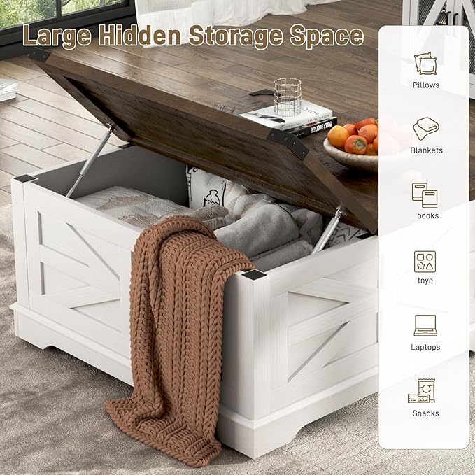 Hlivelood 36" Farmhouse Movable Lift Top Coffee Table
