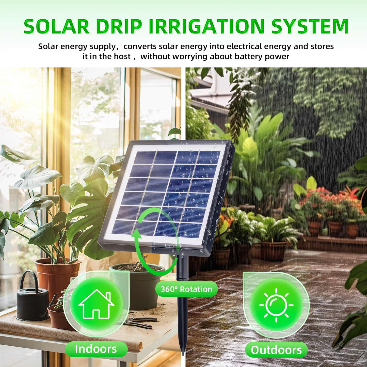 Solar Automatic Drip Irrigation Kit System,Automatic Plant Watering Devices Programmable Water Timer,LED Display for 15 Potted Plants Outdoor Indoor Garden Balcony Vacation