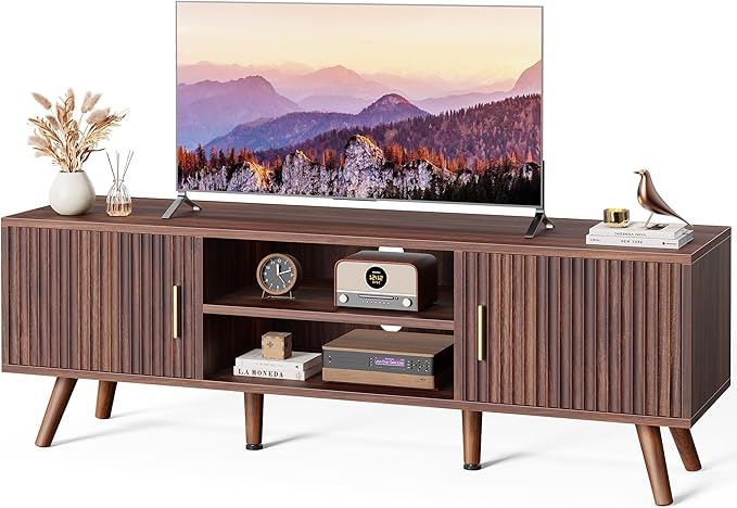 SUPERJARE TV Stand for 55 Inch TV, Entertainment Center