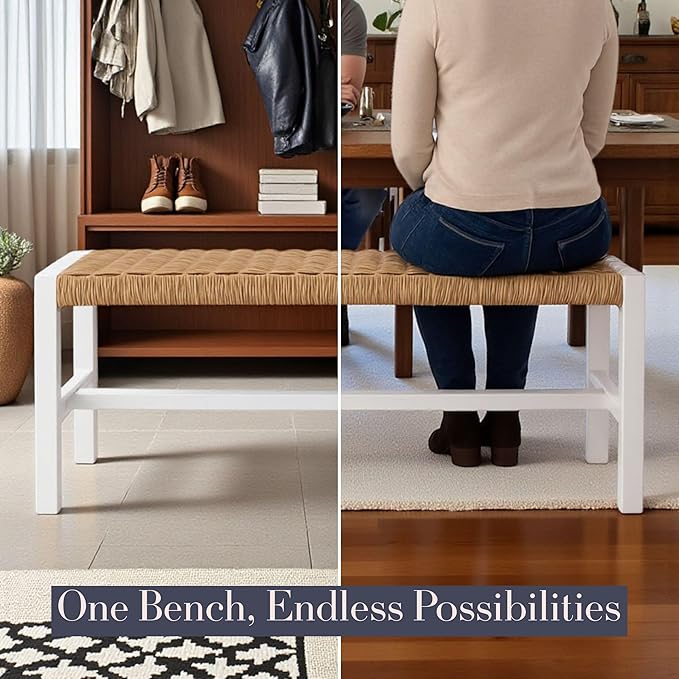 Alaterre Furniture Newport 40 Inch Solid Wood Entryway Bench