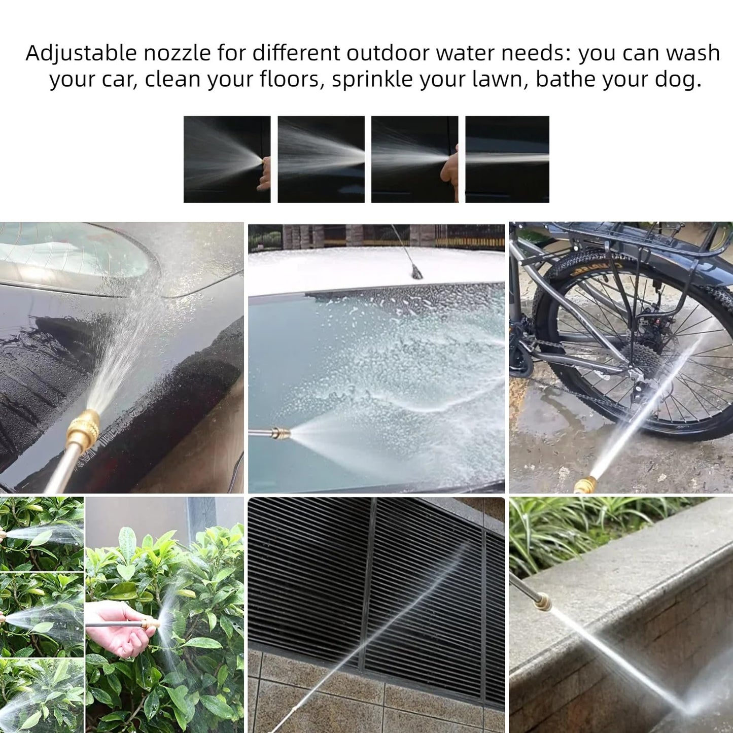 Hose Sprayer Nozzle Heavy Duty, High Pressure Hose Nozzle Water Adjustable Spray Gun Metal Brass Hose Attachment for Washing car, Cleaning, Watering Plants, lawn, Outdoor Gardening.