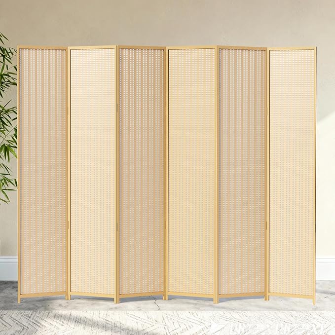 6 Panel Room Divider and Extra Wide Folding Privacy Screen, 94.5" W x 67" H