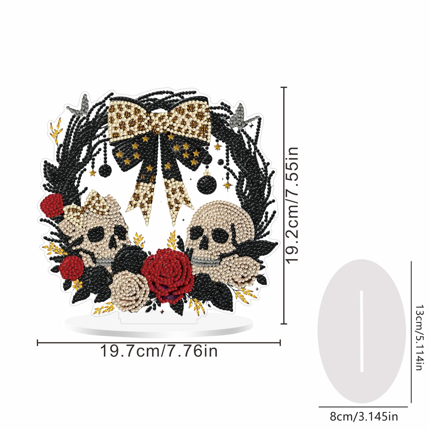 Fairyland JinWenn Decor for Home Diamonds Art kit Decorations, Halloween Skull Rose Wreath Diamonds Painting Kit for Adult Tabletop Gift DIY 5D Diamonds Dots Special Crystal Diamond 7.5X7.7 inch