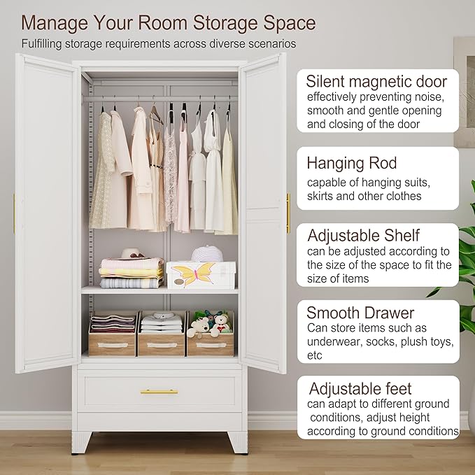 erosoei 71" H Metal Armoire Wardrobe Closet