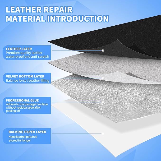 Leather Repair Patches, 35X79 Inch Self-Adhesive Leather Repair Tape, Stretch