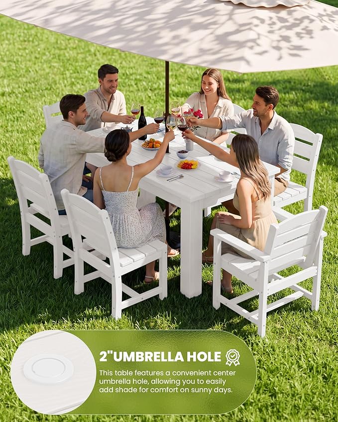 SERWALL Outdoor Dining Set for 8 – HDPE Patio Set