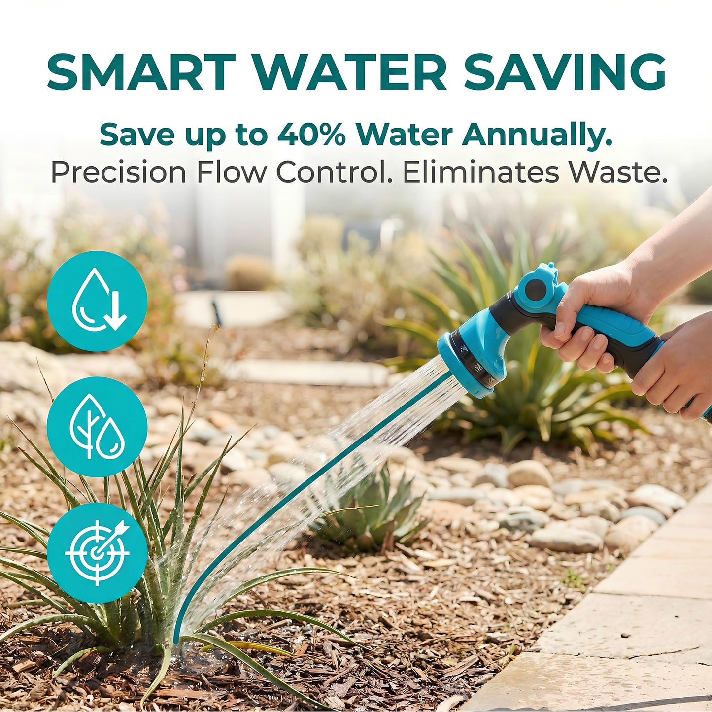 FXFOUCS Garden Hose Nozzle Sprayer-This High Heavy-Duty Spray Nozzle Offer 10 Watering Patterns for Watering Plants,Lawns &Gardens,Washing Cars,Household Cleaning and Showering Pets (Blue-dark)