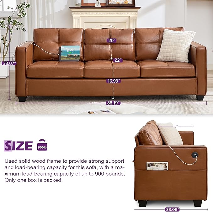 TYBOATLE 88" W Faux Leather Couches