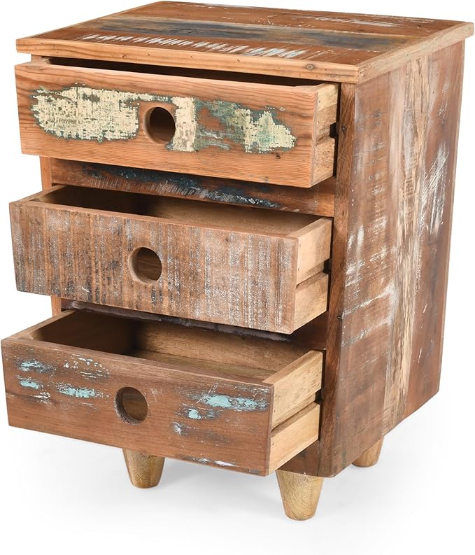 End Table Recycled Wood Nightstand, Side Table