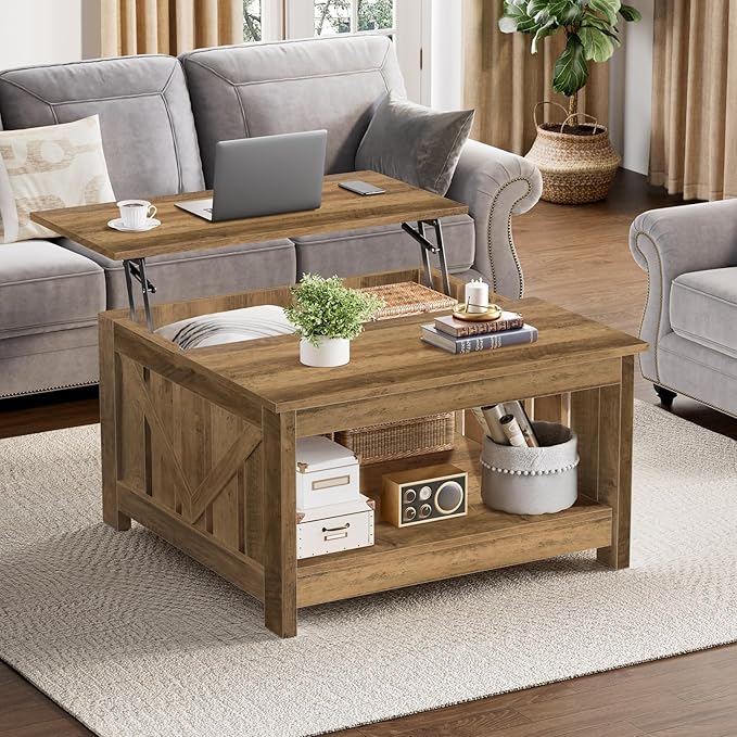 FABATO Lift Top Coffee Table, 31.5" Farmhouse Coffee Tables