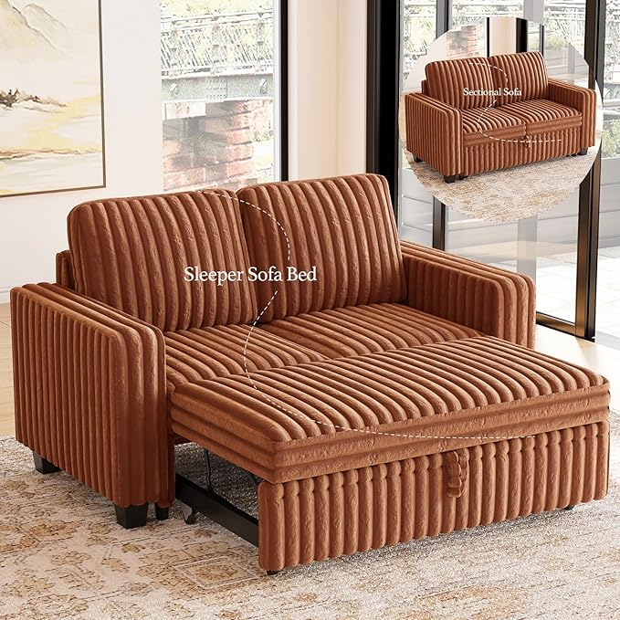 Belffin Corduroy Sectional Sleeper Sofa