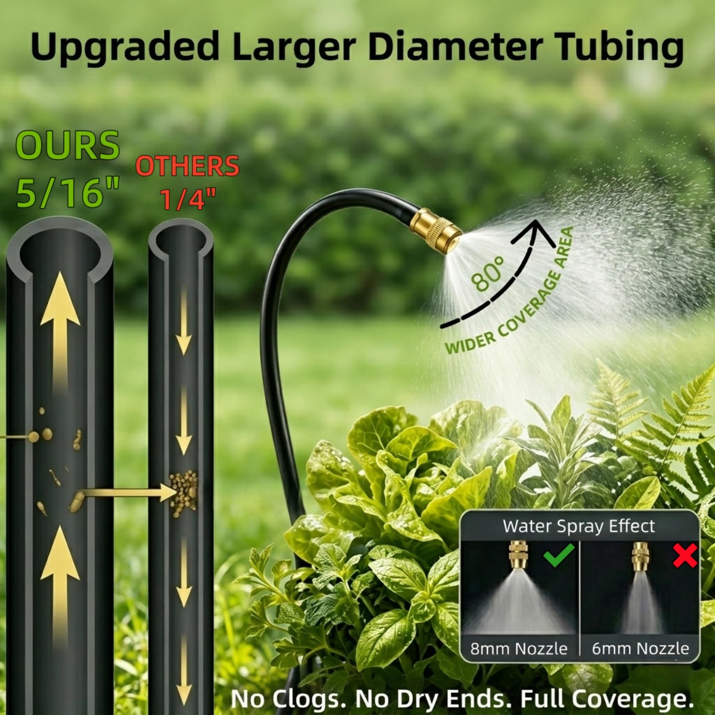 60 Ft Drip Irrigation System for Garden - Drip Irrigation Kit with 19 360°Adjustable Copper Nozzles Hose, Automatic Atomizing Plant Watering Sprinkler System for Yard, Lawn, Greenhouse, Potted