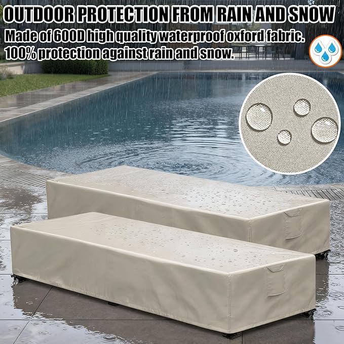 Outdoor Chaise Lounge Cover 2 Pack Patio Lounge Chair Covers Waterproof 600D