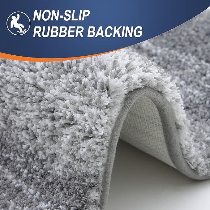 OLANLY Small Bathroom Rugs Mat 24x16, Extra Soft Absorbent Microfiber Bath Rugs, Rubber Backing, Quick Dry, Machine Washable Bath Mats for Bathroom Floor, Tub and Shower, Home Decor Accessories, Grey
