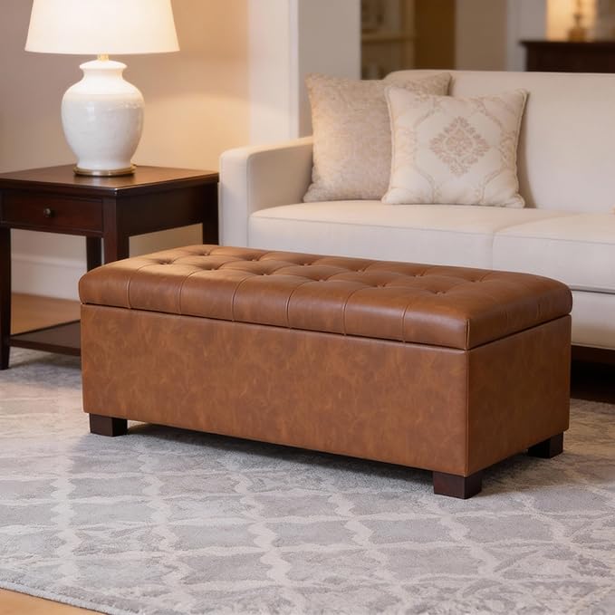 HomePop Large Tufted Storage Bench