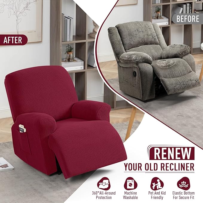 TAOCOCO Oversized Recliner Chair Covers, 1 Seater Streach Recliner Covers Soft