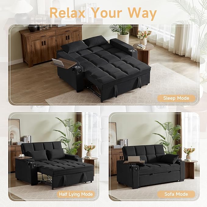 Auvsoce 65'' Chaise Lounge Chair Indoor, 3-in-1 Convertible Sofa Bed