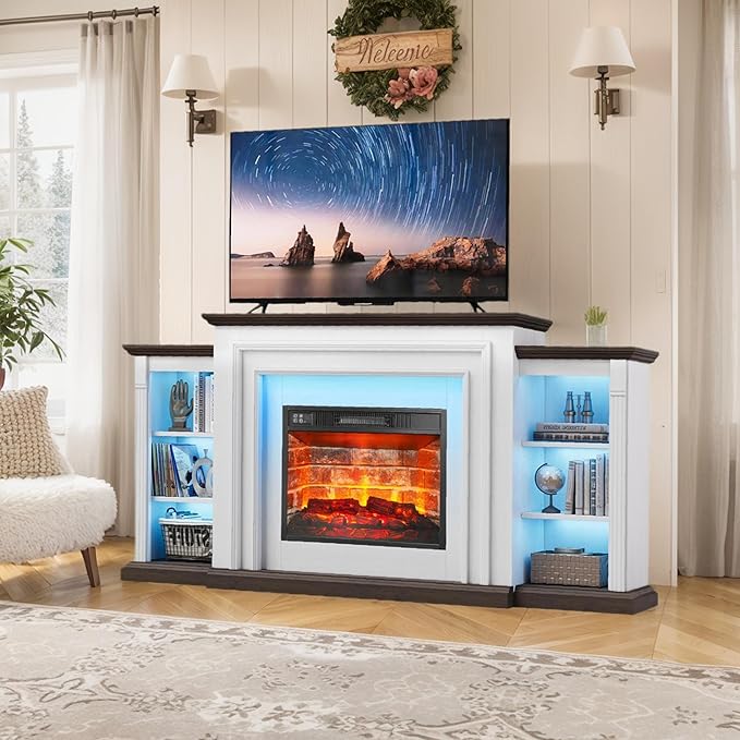 72" LED Lights Electric Fireplace