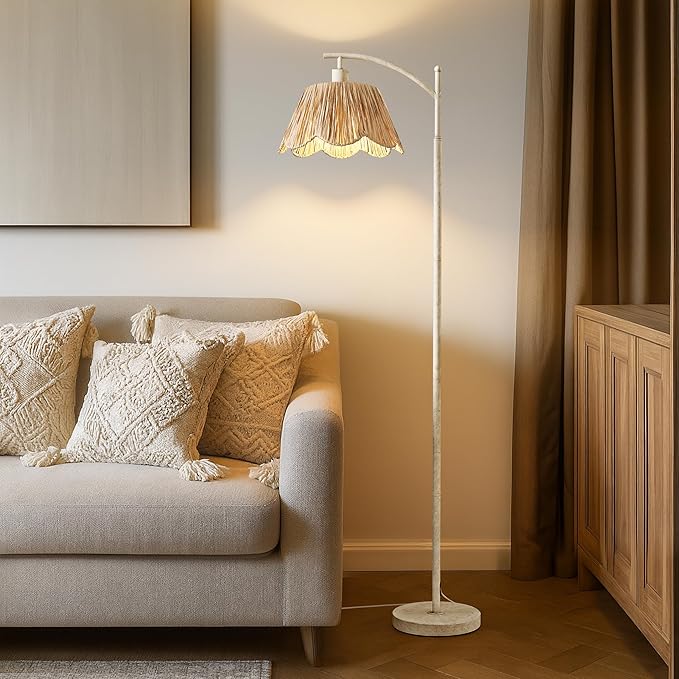 Oneach Farmhouse Floor Lamps for Living Room, Boho Floor Lamp for Bedroom