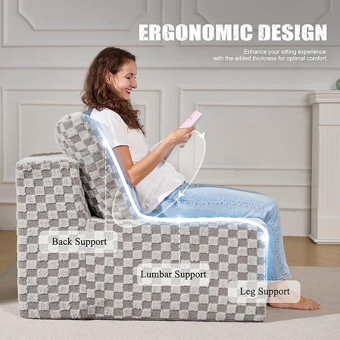 Single Sofa 1 Seat Couch with Deep Seat Memory Foam Cloud Chair with Pillows