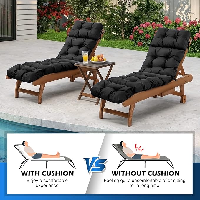 Chaise Lounge Cushions Outdoor, Waterproof & Fade Resistant Patio Lounge Chair