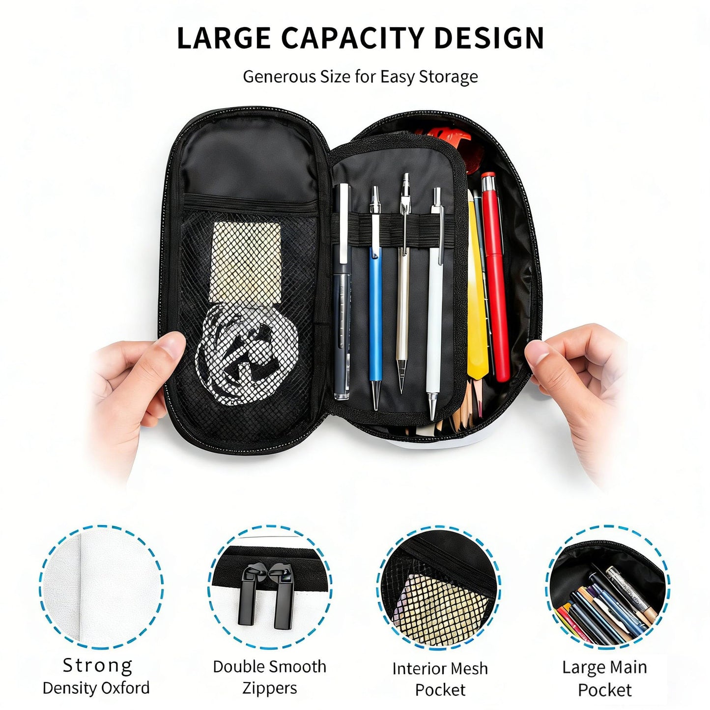 Droerfes Goth Skull Pencil Case Pencil Pouch Large Capacity Pen Bag School Office Organizer Stationery Storage Box For Girls Boys Teen Kids