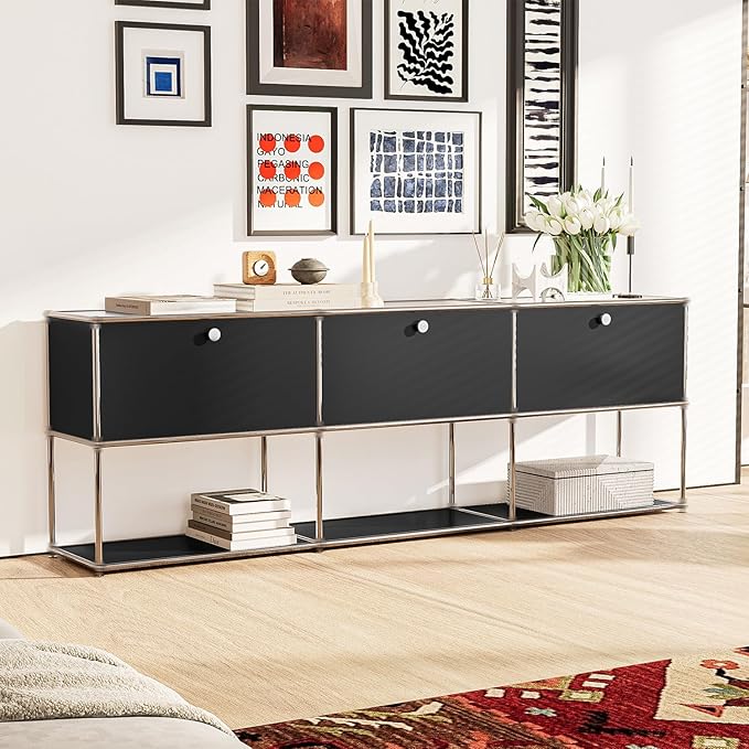Modern Storage Cabinet Black G Versatile Free-Standing Organizer