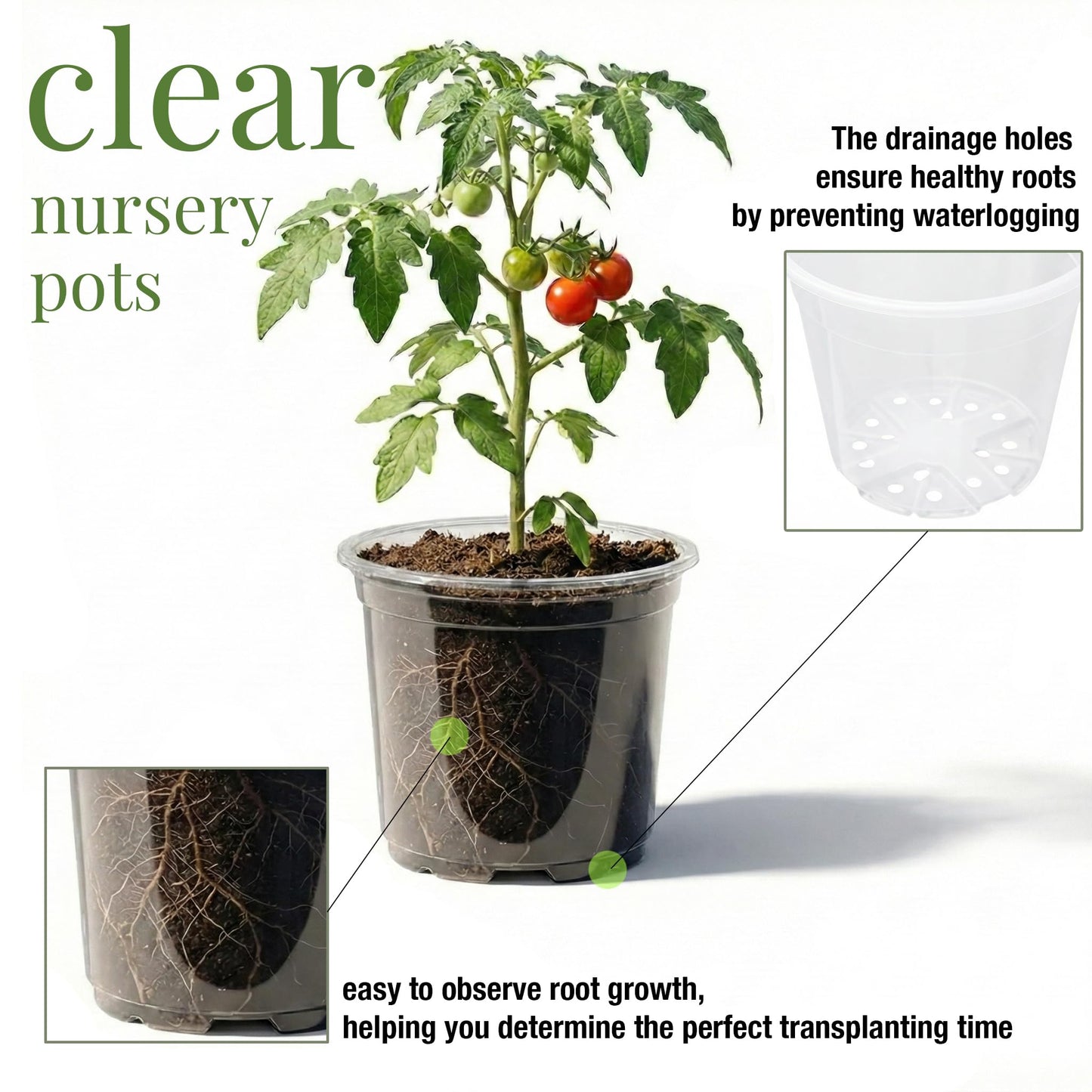 ENNUFO Clear Nursery Pots with Drainage, 126 Pcs Set, 4/5 Inch Plastic Pots for Indoor Plants, Seed Starter Kit with Plant Saucers, Clear Plant Pots with Drainage Holes, Pot Liners, Labels & Tools