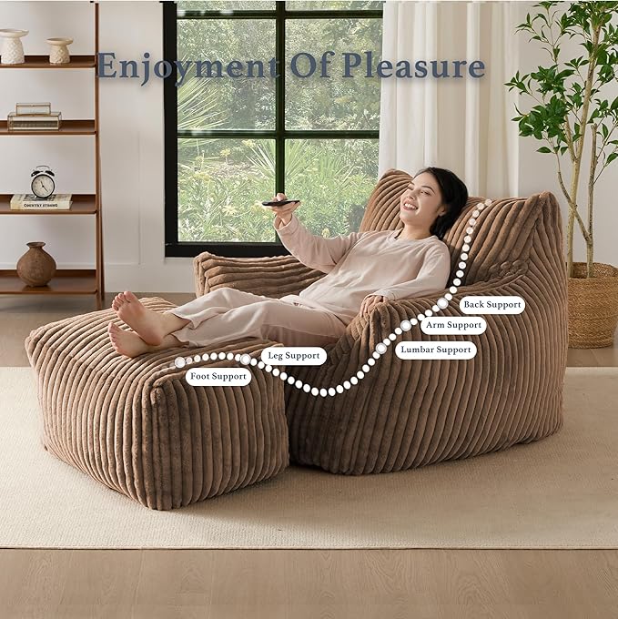 Gericco Oversized Bean Bag Chaise Lounge Chair Indoor