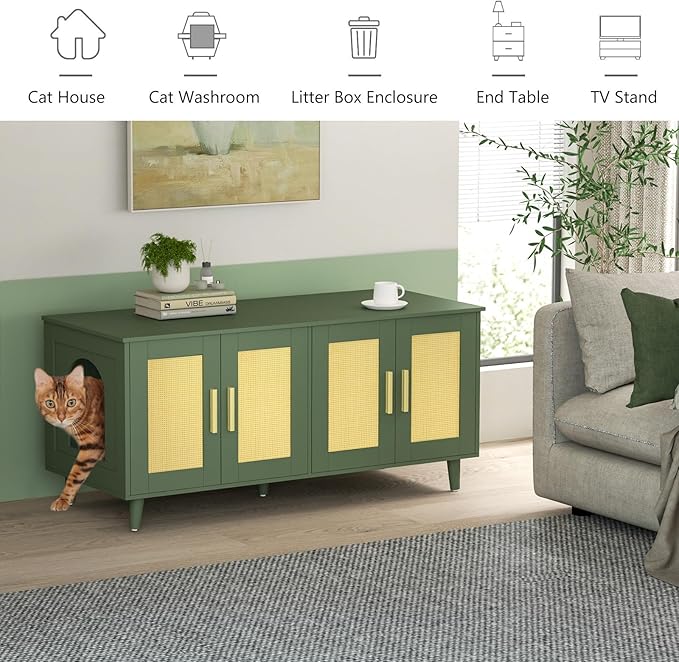 Homhedy Boho Cat Litter Box Enclosure