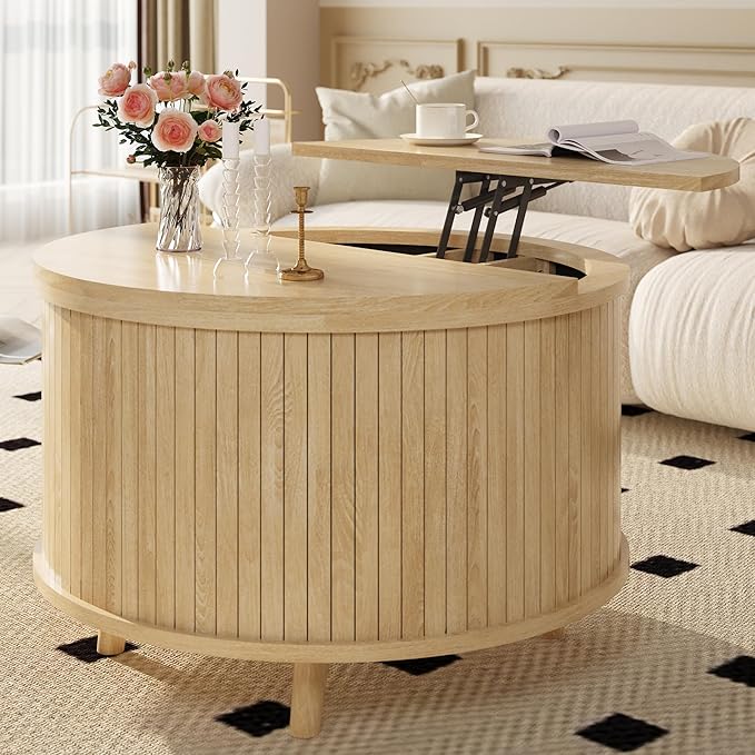 Easyego Lift Top Coffee Table for Small Spaces, 31.5" Mid-Century Modern Wooden