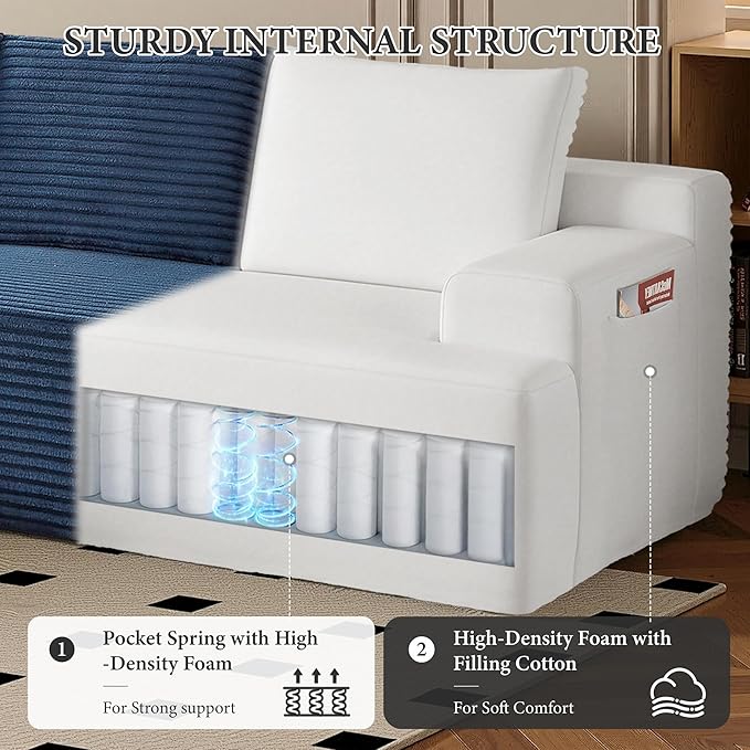 96" Sectional Couches for Living Room Cloud Couch Sofa