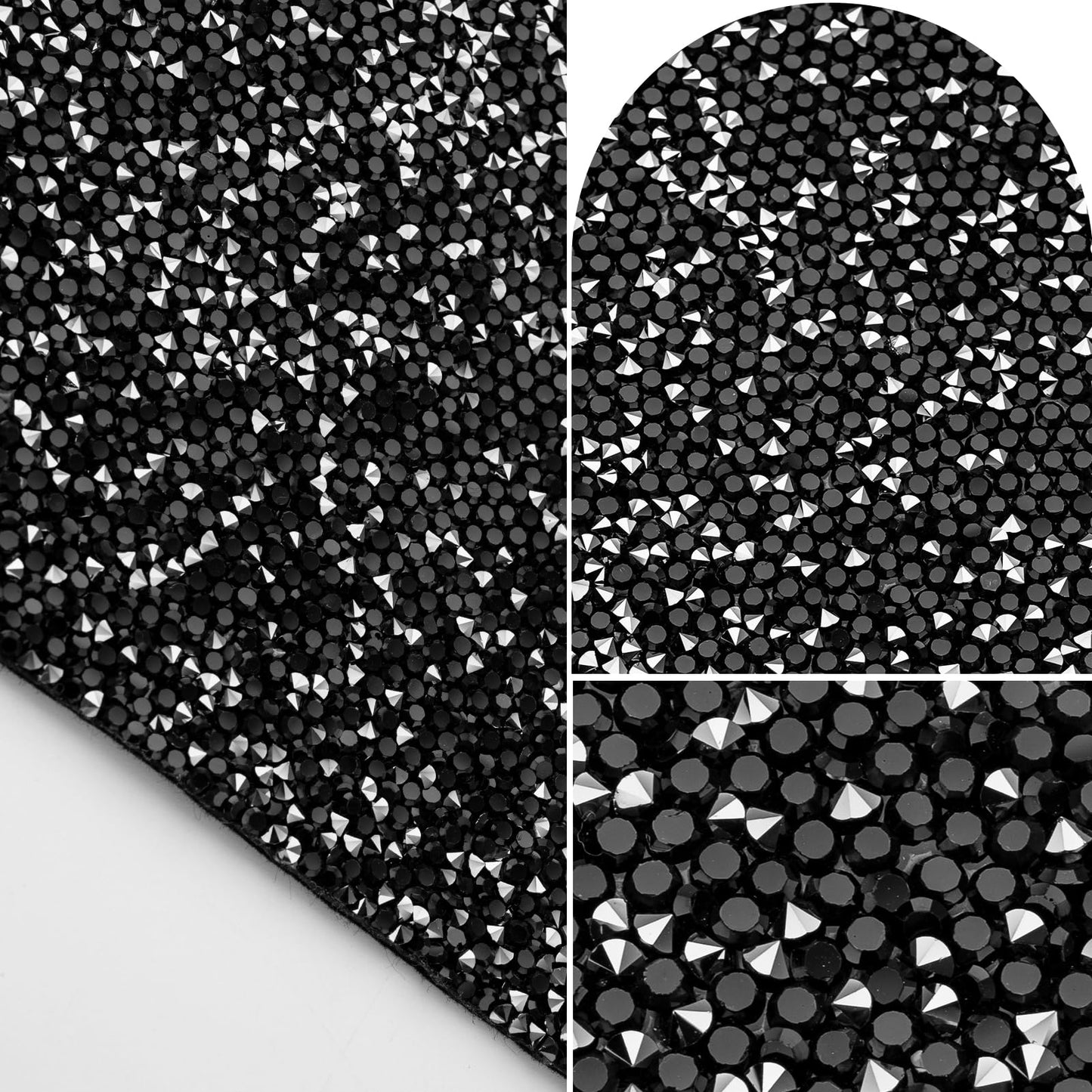 Cumouna Black Placemat, Sparkle Glitter Rhinestones Table Mat Crushed Diamond Rectangle Table Placemat 12 x 18 inch for Home Kitchen Dinning Christmas Thanksgiving Fall New Year Decorations