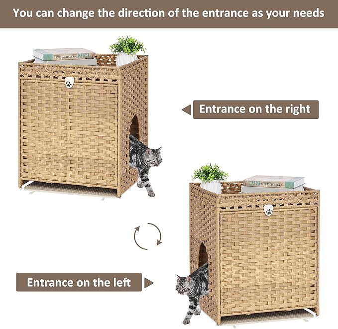 Cat Litter Box Enclosure with Soft Litter Mat; Hidden Cat Washroom Furniture