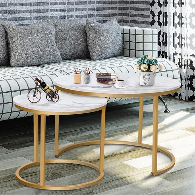 Garden 4 you Nesting Coffee Table Faux White Marble
