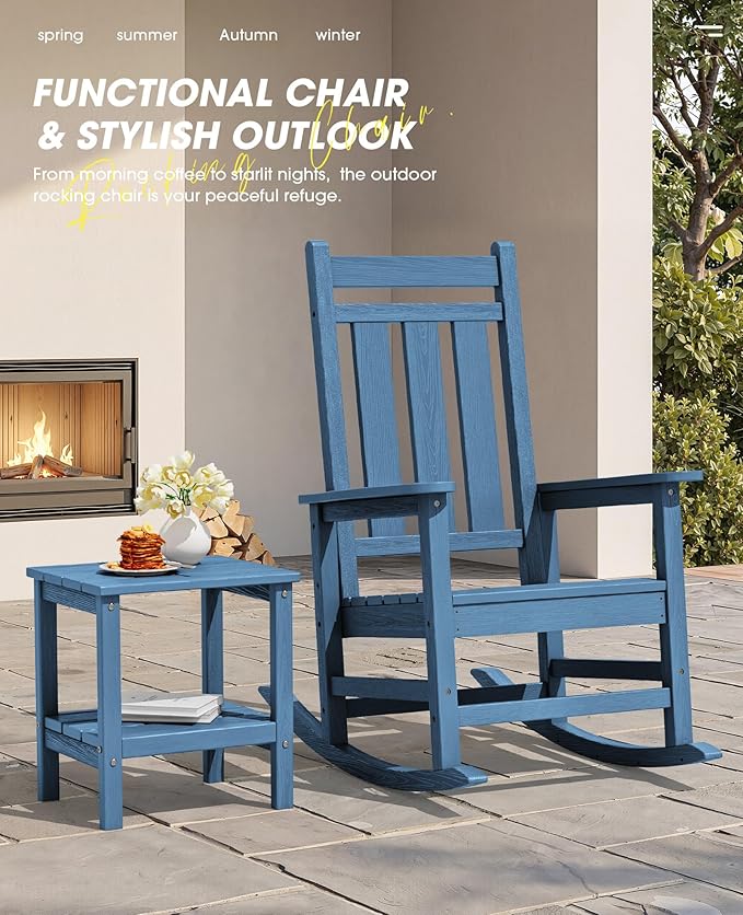 KINGYES Oversized Outdoor Rocking Chair Set of 4, All-Weather Patio Rocking
