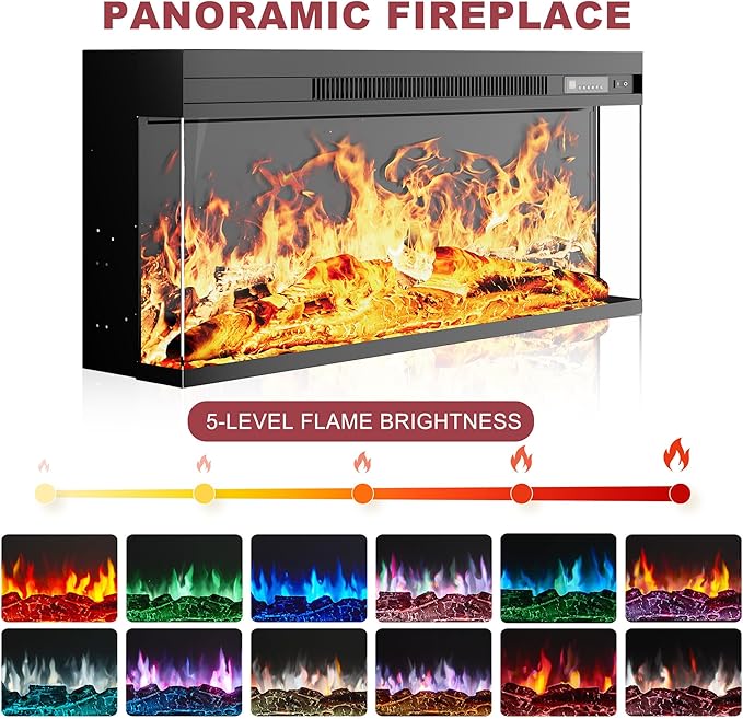 97" Fireplace TV Stand with 36" Electric Fireplace, Farmhouse Entertainment