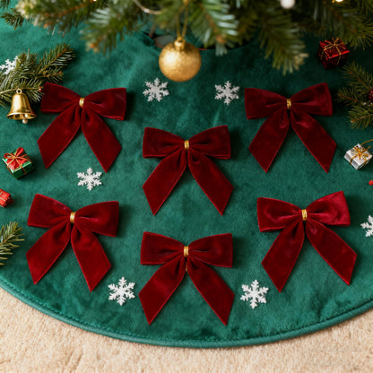 Doacpcr 24 Pcs Burgundy Small Velvet Bows for Valentines Day Decorations, 3.5 Inch Xmas Velvet Ribbon Bow Ornaments for Christmas Farmhouse Wreath Garland DIY Craft Gift Wrapping Decorative, 1" W