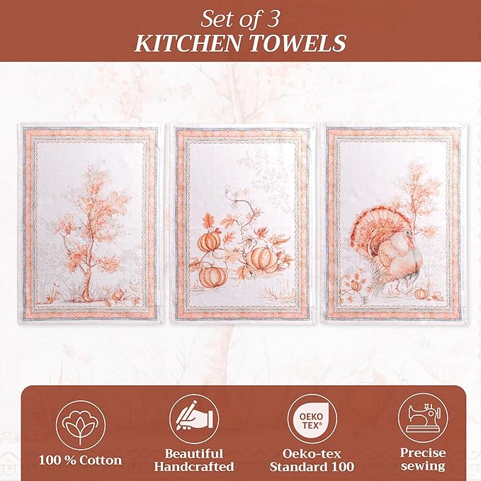 Maison d' Hermine Kitchen Towels Set of 3 100% Cotton 20" x 27.5" Reusable