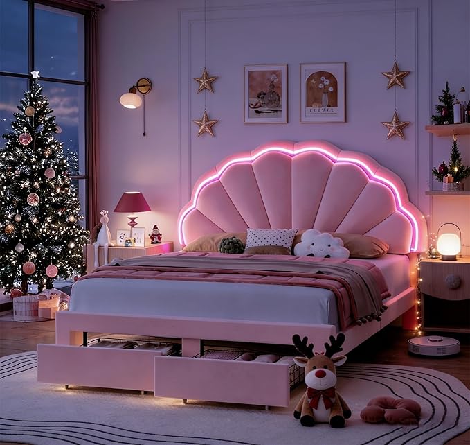 HIFIT Full Size Upholstered Smart LED Bed Frame