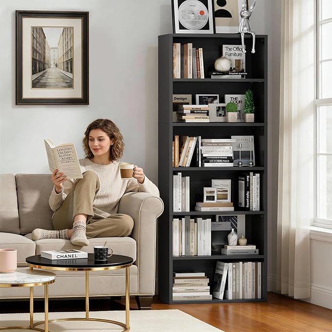 Furniwell 71" Tall Bookcase Bookshelves, 6 Tier Floor Standing Bookcases Open