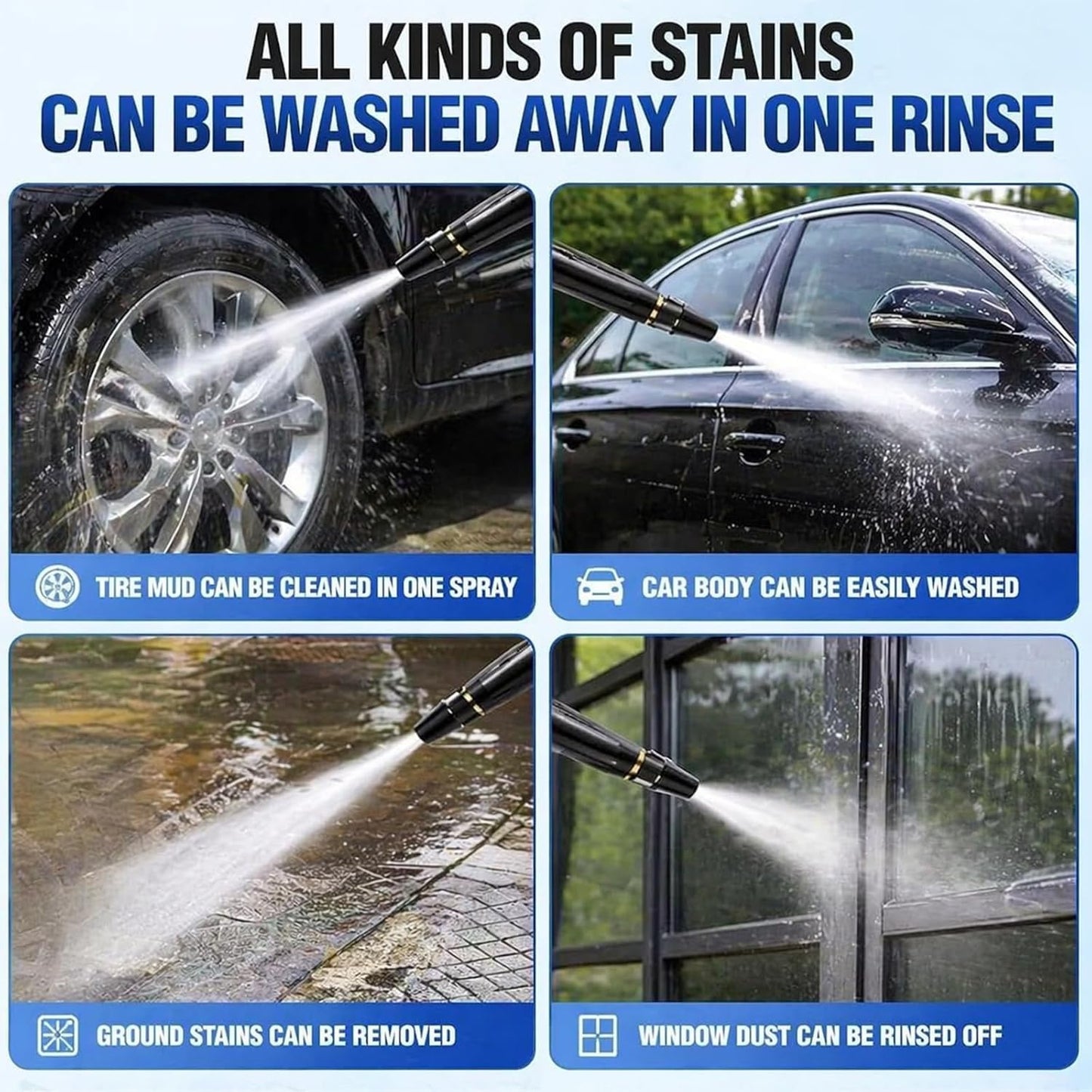 Home High-Pressure Car Wash Water Gun with Booster Nozzle, Home High-Pressure Car Wash Water Gun with Booster Nozzle and Hose, for Watering Plants and Vegetables, and Car Washing (2PCS)