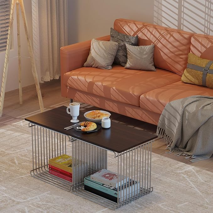Square Geometry Retro Side Table Prime-Stainless Steel Linear Metal End Table