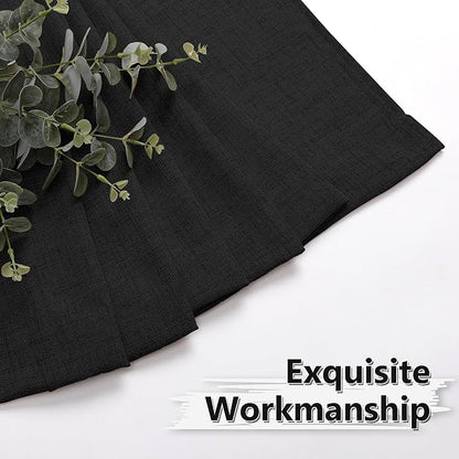 Tollpiz Linen Curtains Bedroom Rod Pocket Semi Sheer Curtain Burlap Light Filtering Thick Linen Drapes for Living Room, 54 x 84 inches Long, Black, Set of 2 Panels