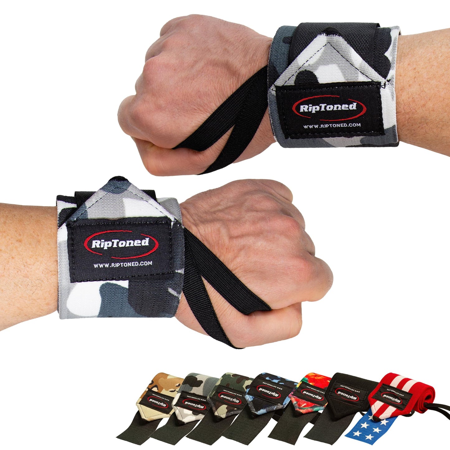 Rip Toned 18” Wrist Wraps - USPA Endorsed Wrist Straps for Weightlifting - Quality Wrist Support - Adjustable, Durable, Machine Washable - Gym Wraps for Powerlifting - for Men & Women
