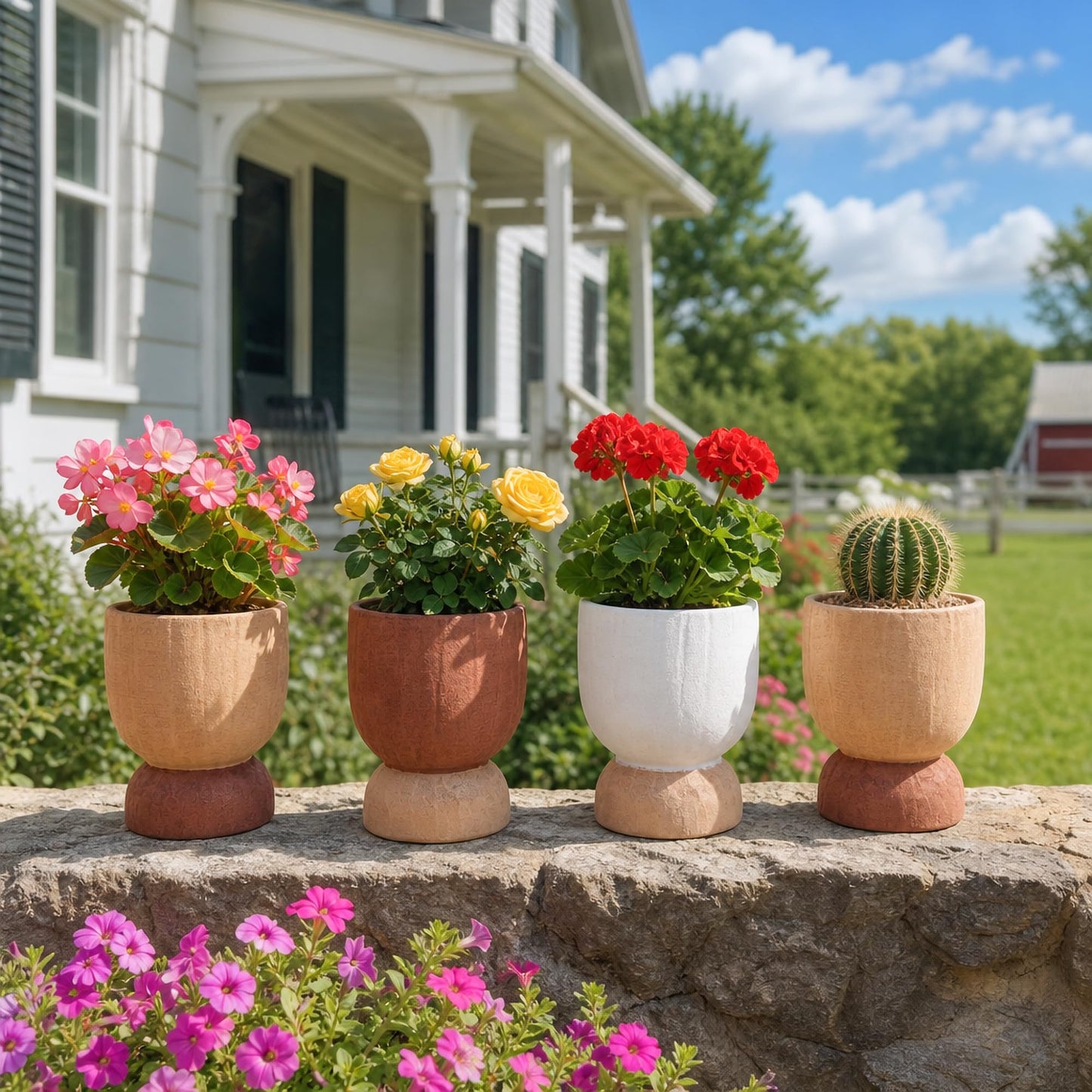 DREAMLOOM Terracotta Planter for Plant Flowers, 6.4Inch Terracotta Pots for Succulents, Bonsai, Fairy Gardens, Herbs, Terra Cotta Color (Light Terracotta)