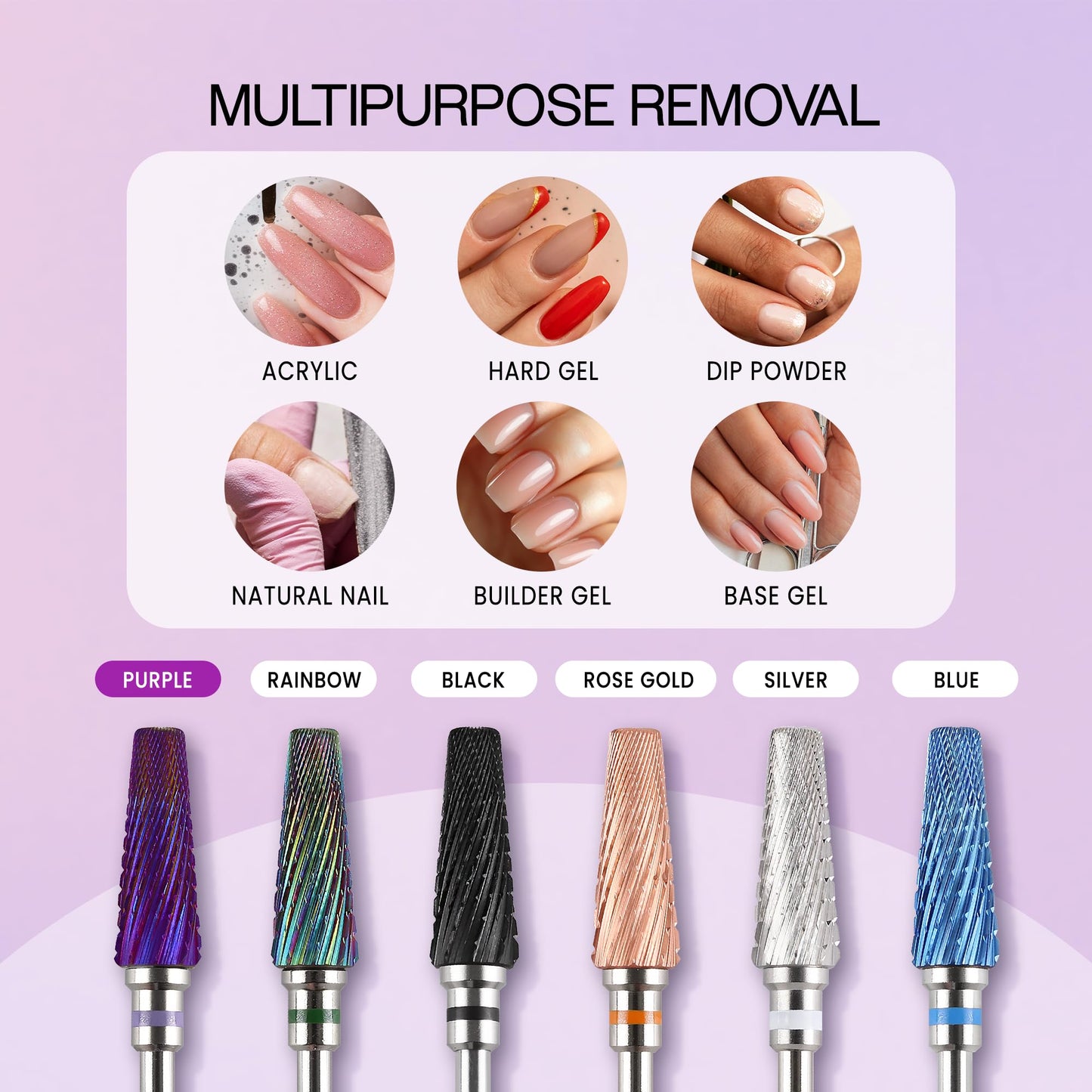 PANA Nail Carbide 5 in 1 Bit - Two Way Rotate use for Both Left and Right Handed - Fast Remove Acrylic or Hard Gel - 3/32" Shank - Manicure, Nail Art, Drill Machine (Fine - F, Silver)
