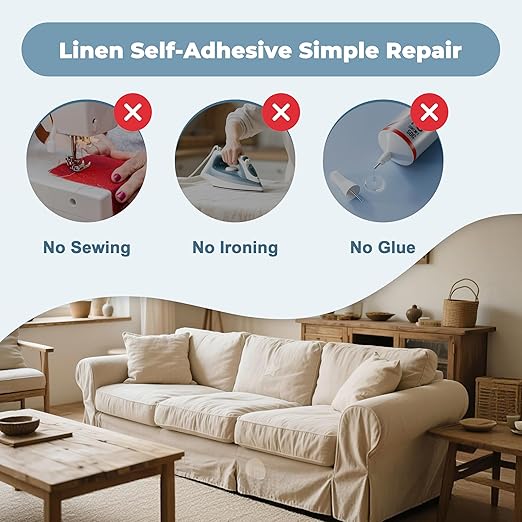 BESEZX Linen Fabric Repair Patch，3 PCS 9 * 11 Inch Self-Adhesive Couch Fabric