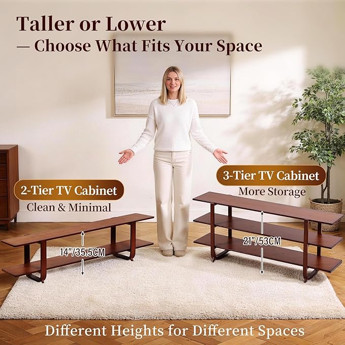 Tiita TV Stand with Storage for TVs up to 65'', Bamboo TV Console Entertainment